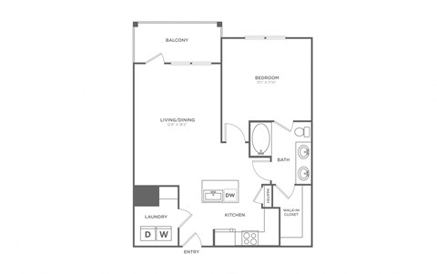 a floor plan of a 1 bedroom floor plan